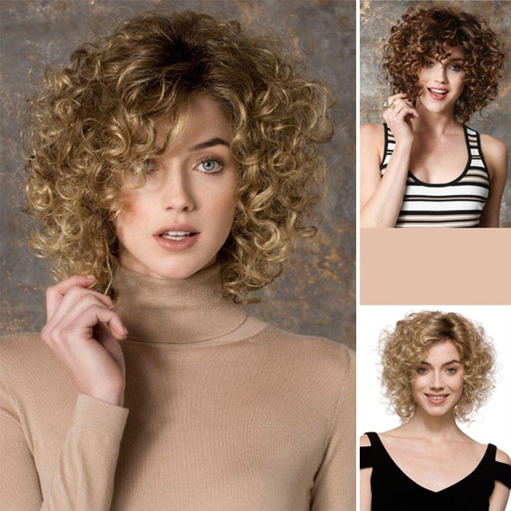 Bộ Tóc Giả Ngắn Xoăn Bằng Sợi Tổng Hợp Cách Nhiệt Dành Cho Nữ