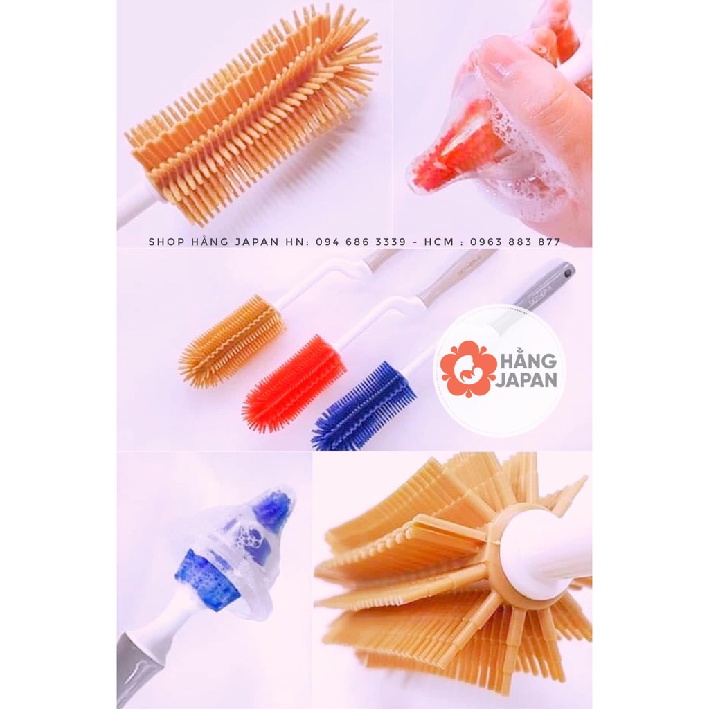 Bộ cọ rửa bình sữa/ núm ty silicone Mother-K - Thiết kế đặc biệt, linh hoạt