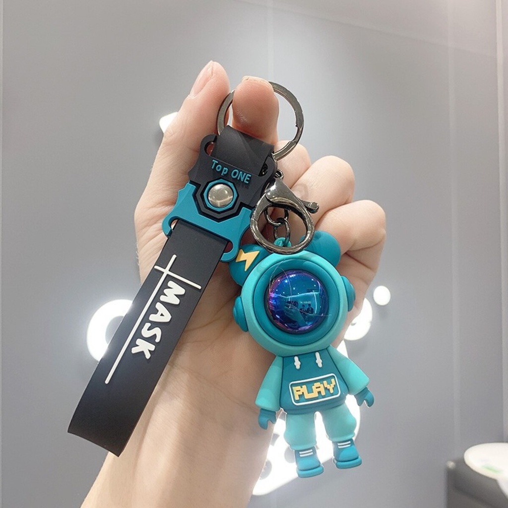 Móc khóa cute Asta Accesoriesô tô hình gấu anime màu đen xanh chết liệu cao su nhựa siêu bền - Móc khoá Astro