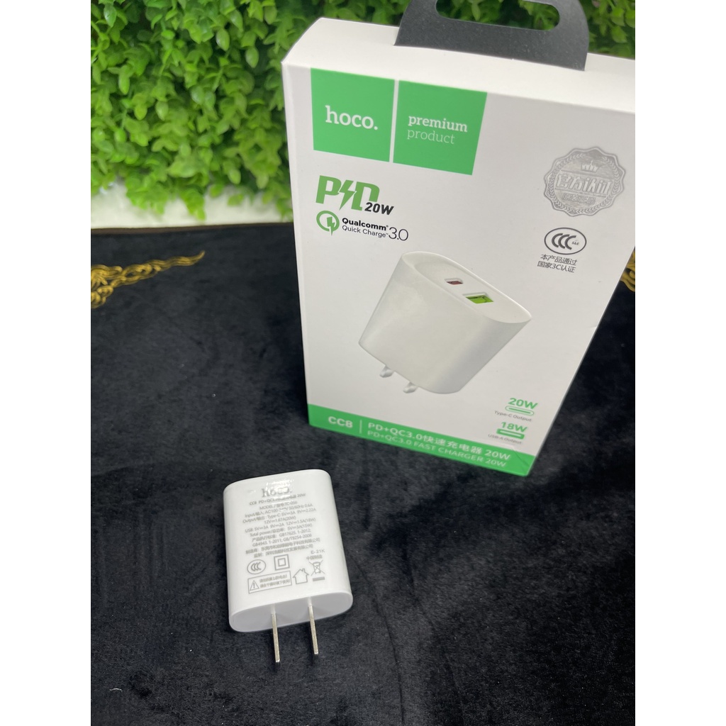 Củ Sạc Nhanh Hoco CC8 Type C To Lightning dành cho Iphone/ Ipad- 1 cổng usb+ 1 cổng type c QC3.0 20W.