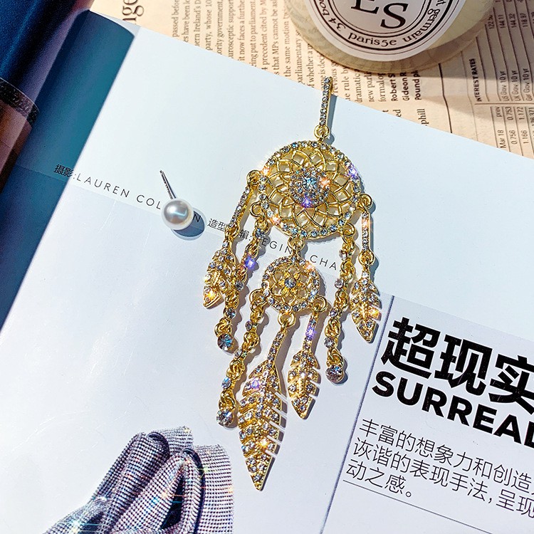 Bông tai Dream Catcher tua ngọc cổ tích_M1088