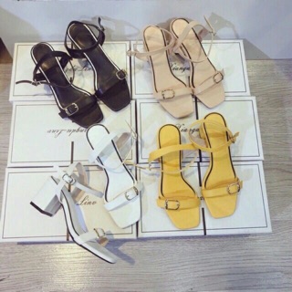 Giày sandal gót 5 phân quai ngang có khoá