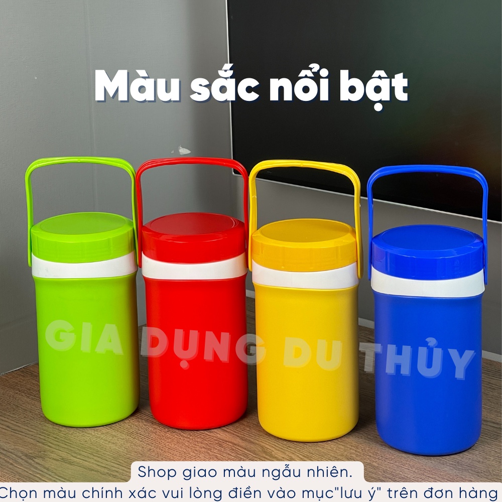 Bình đá giá rẻ 1 lít thiết kế trơn dễ vệ sinh, miệng lớn dễ sử dụng, có quai xách - Bình giữ nhiệt BeCool 1L CTT