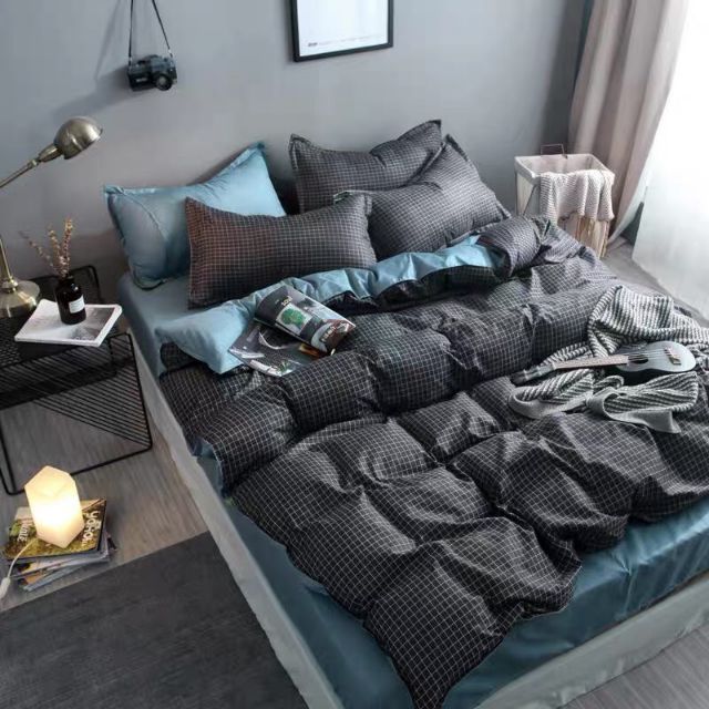 Bộ vỏ chăn ga  gối Cotton Poly - Kẻ caro