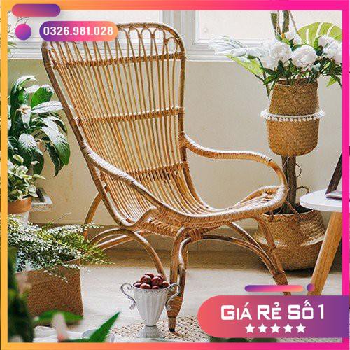 [Giá Xưởng] ghế mây lưng cao Armchair vàng trang trí quán cafe, phòng khách, ban công CAO CẤP