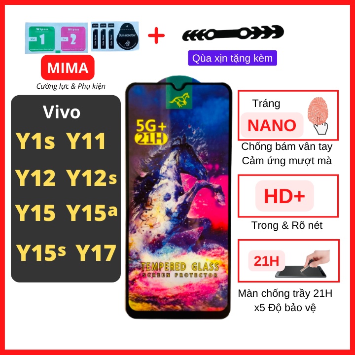 Kính cường lực Vivo Y1s/Y11/Y12/Y12s/Y15/Y15s/Y15a/Y17 Full màn cao cấp OG+ độ cứng 21H siêu mượt hạn chế vân tay