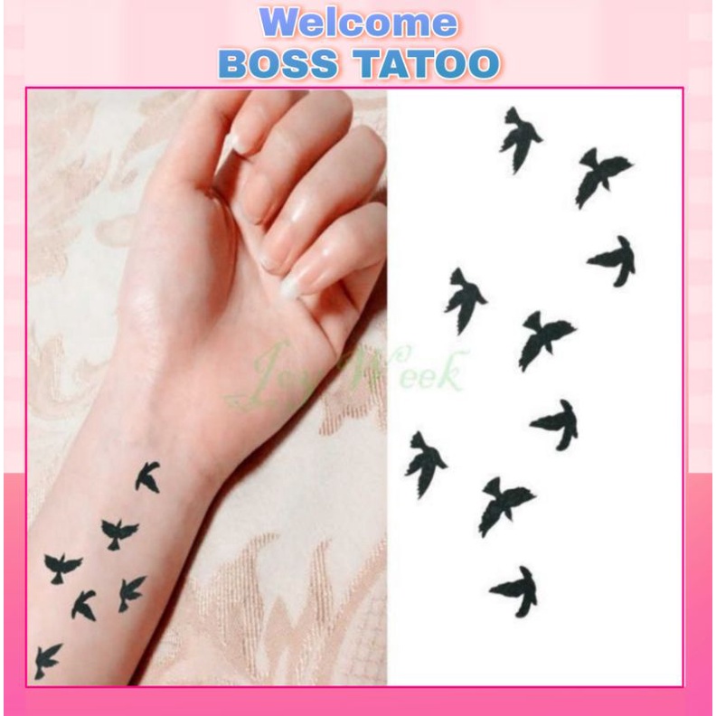 Hình xăm tatoo đàn chim c16. Xăm dán tatoo mini tạm thời, size &lt;10x6cm