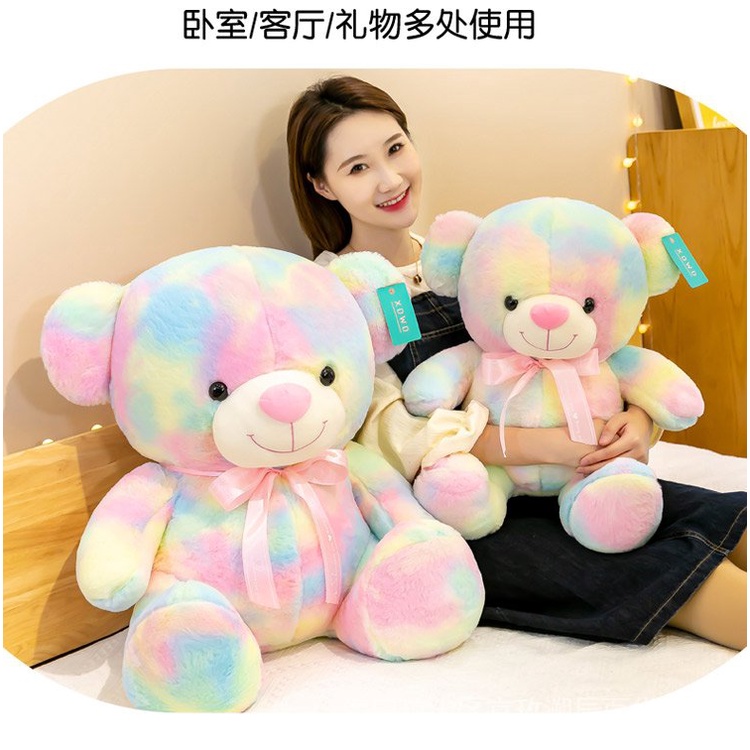 Gấu Teddy Nhồi Bông Màu Cầu Vồng Dễ Thương