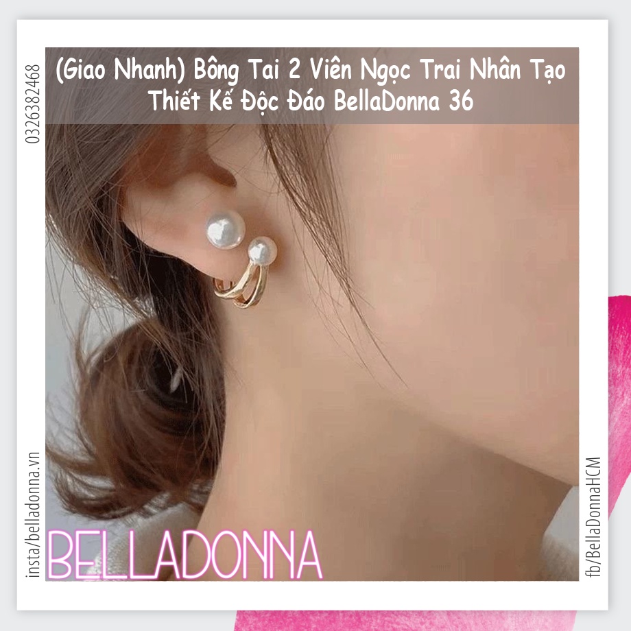 Bông Tai 2 Viên Ngọc Trai Nhân Tạo Thiết Kế Độc Đáo BellaDonna 36