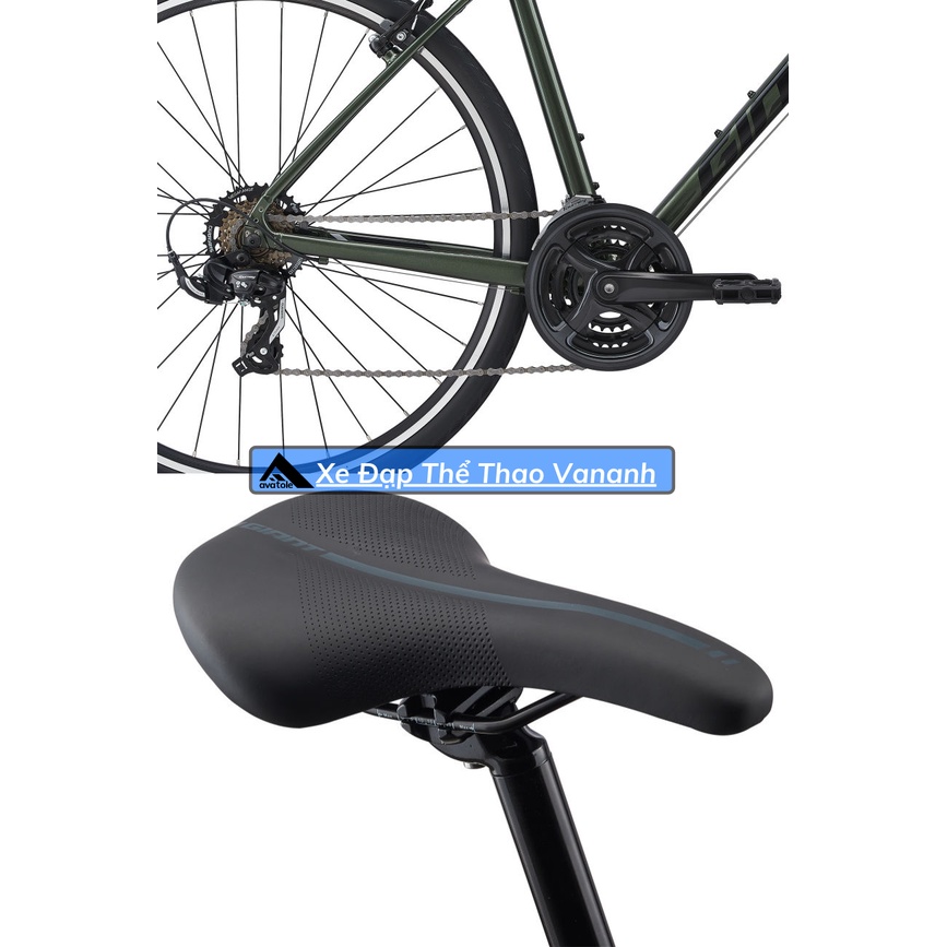 Xe đạp đường trường Giant Escape 3-2021, Khung sườn hợp kim nhôm ALUXX, Bộ group Shimano Tourney 21 speed, Màu xanh dươn