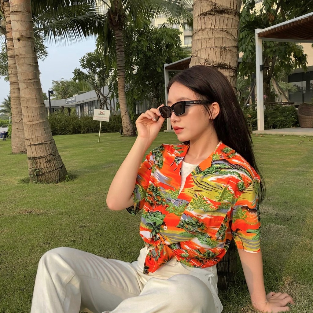 Usthebasic - Áo sơ mi Hawaii Tropical Print Shirt