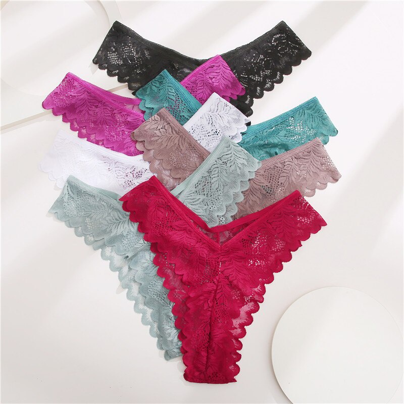 Set 3 quần lót FINETOO phối ren M - XL thiết kế thời trang phong cách quyến rũ cho nữ