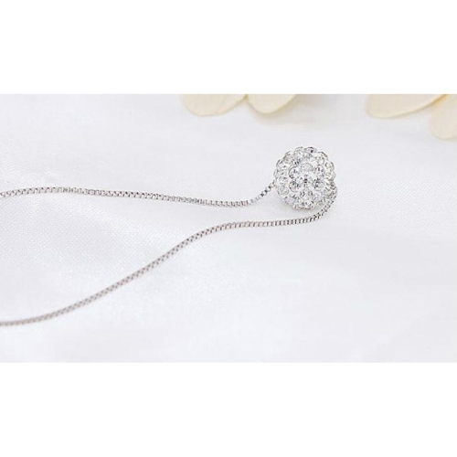 Vòng cổ Bạc Mặt Đính Đá Pha Lê Kim Cương Nhân Tạo Cho Nữ