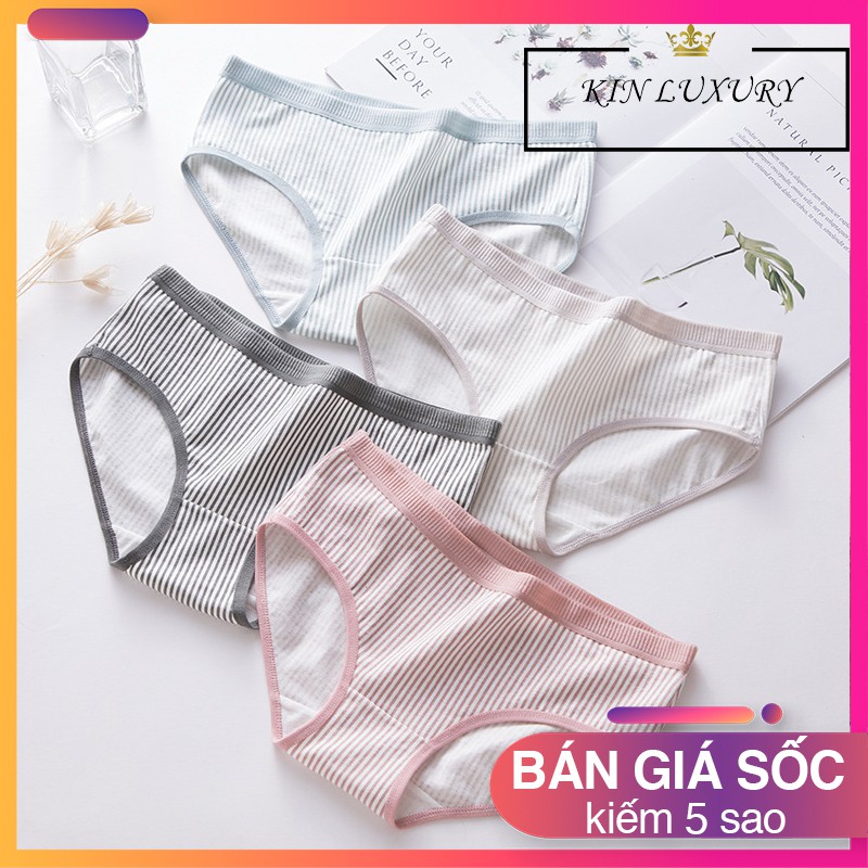 Quần Lót Nữ Cotton Tăm Phối Kẻ Cao Cấp Xuất Nhật Kháng Khuẩn (CÓ SIZE TO ĐẾN XXL) DÀNH CHO NÀNG CÁ TÍNH GỢI CẢM