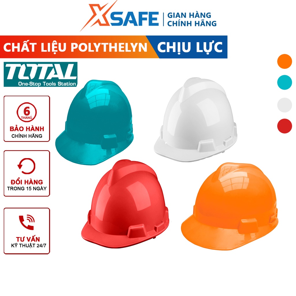 Nón bảo hộ Total chất liệu polythelyn chịu va đập, dây nón nylon trang bị nút gài dễ điều chỉnh, 4 màu lựa chọn