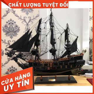 [FREE SHIP] Thuyền buồm NGỌC TRAI ĐEN phong thuỷ size 64cm - Gỗ Muồng Đen