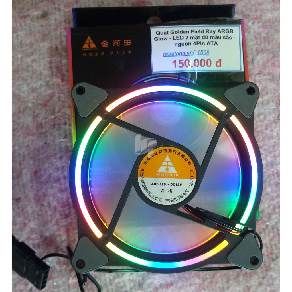 [Mã ELFLASH5 giảm 20K đơn 50K] Quạt – Fan case Golden Field Ray ARGB Glow – LED 2 mặt đủ màu sắc – nguồn 4Pin ATA