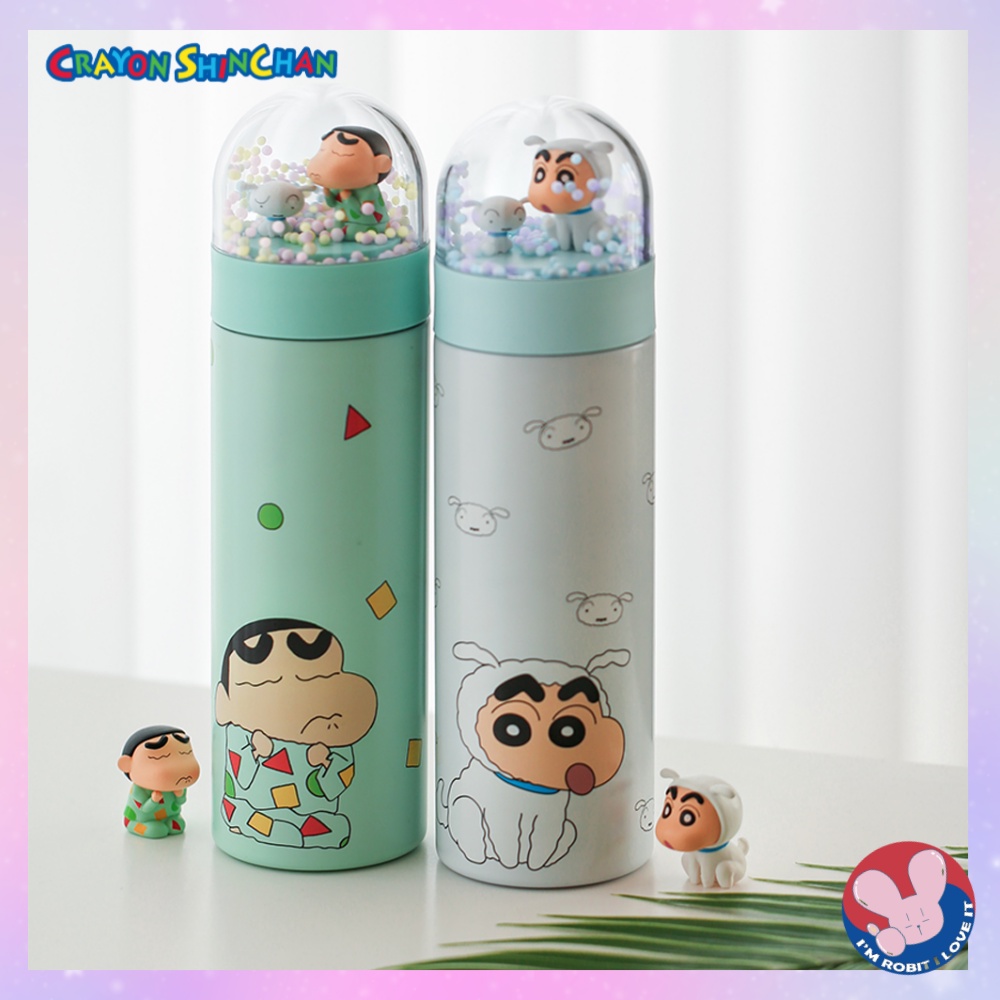 Bình nước bằng thép không gỉ x_350ml với họa tiết cậu bé bút chì shin