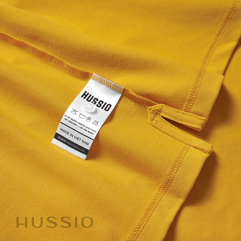Áo polo nam cá sấu HUSSIO màu vàng tay ngắn cổ bẻ | BigBuy360 - bigbuy360.vn