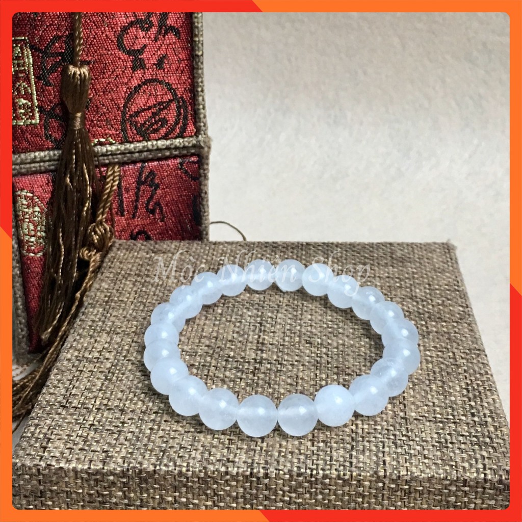 Vòng tay mã não trắng - size 8mm | BigBuy360 - bigbuy360.vn