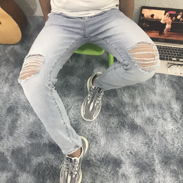 Quần jean nam wash bạc rách xước cá tính ôm body, MS 352 có size đại (28-34) | BigBuy360 - bigbuy360.vn