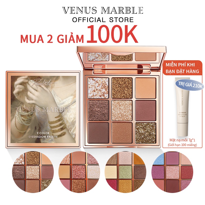 [Hàng mới về] Bảng phấn mắt VENUS MARBLE 12 màu lỳ/ màu nhũ lấp lánh 12g phấn mắt nhũ