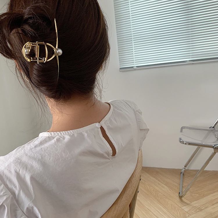 (0468) Kẹp Tóc Hàn Quốc Đính Ngọc Đơn Giản Thanh Lịch