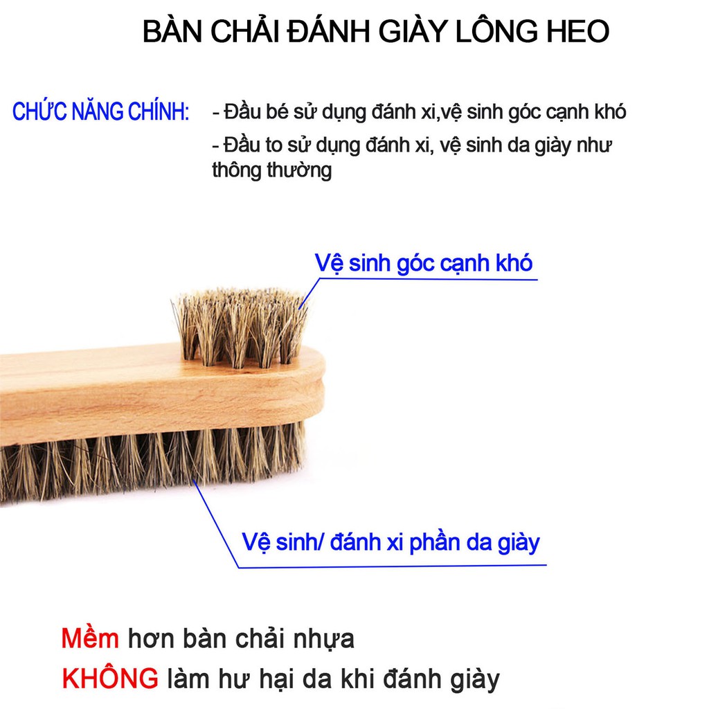 Bàn chải đánh giày lông ngựa P140- vệ sinh đánh bóng giày