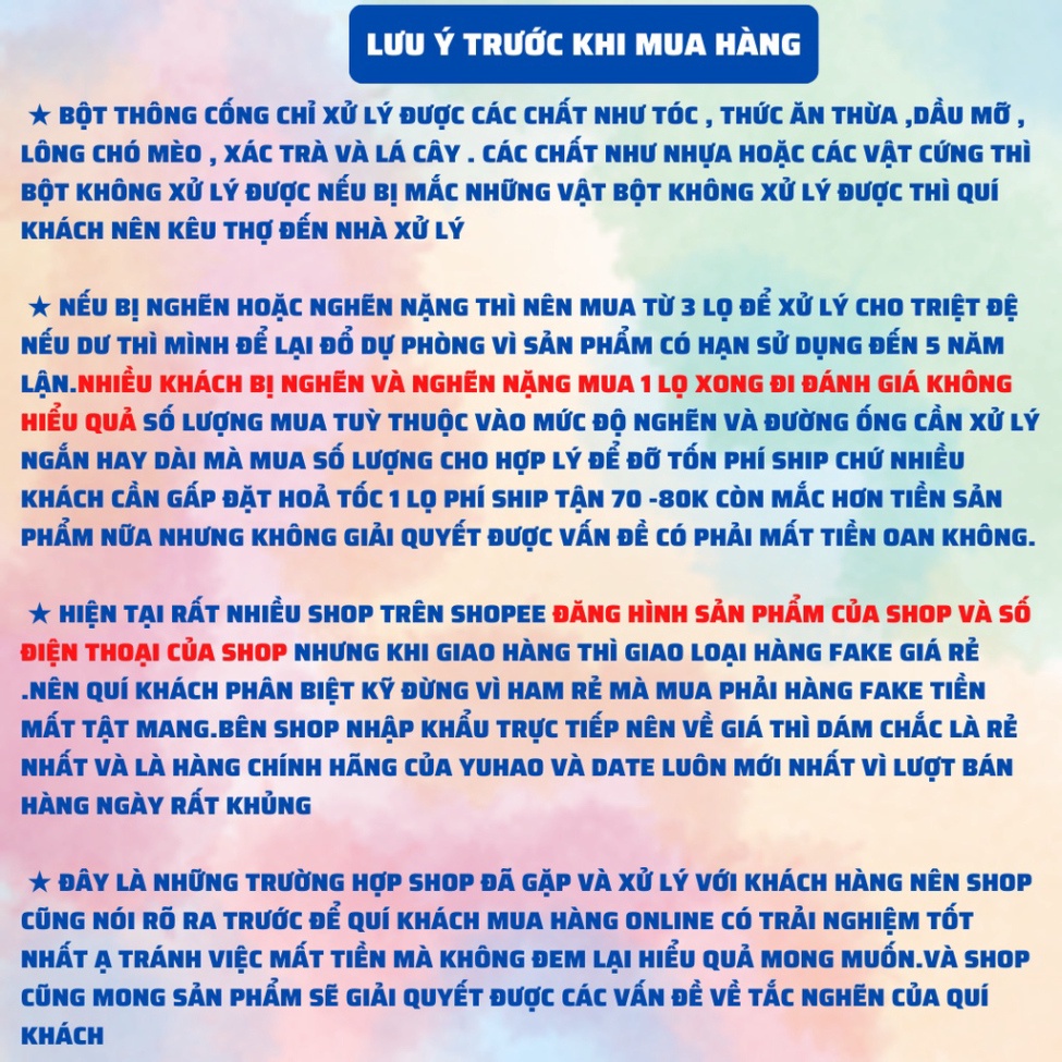 Bột Thông Tắc Cống YUHAO Cực Mạnh Thông Tắc Cống, Đường Ống, Bồn Cầu, Bồn Rửa Mặt ILY