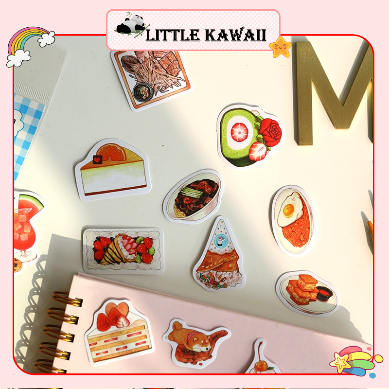 Set 100 miếng sticker hình dán đồ ăn, thức uống food drink