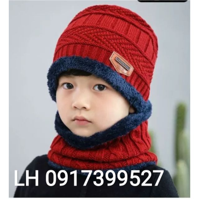 Nón Len mũ len trẻ em tặng kèm khăn thời trang Hàn Quốc