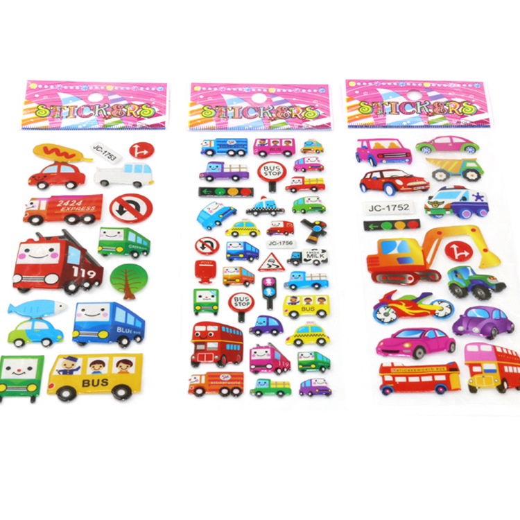 Set 3 nhãn dán Sticker 3D dễ thương hoạt hình ngộ nghĩnh cho bé trang trí album ảnh, nhật kí, đồ vật