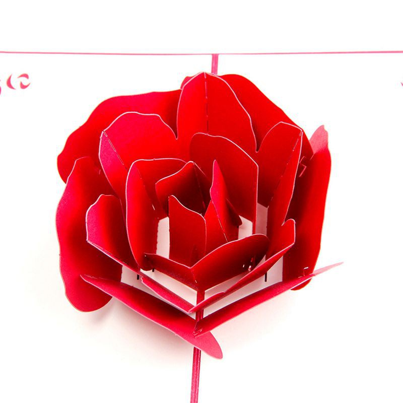 3D Pop up Rose Thank You Greeting Postcards Flower Handmade Blank Vintage Paper Happy Birthday Love Gift Card