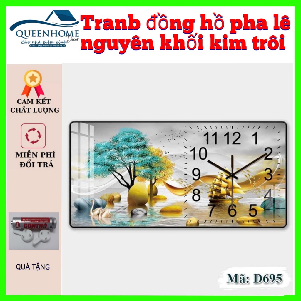 Tranh Đồng Hồ tráng gương Công nghệ UV chống cong vênh,chống bụi