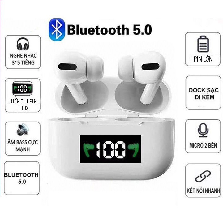 Tai nghe bluetooth Apro 3 Wireless 5.0 màn hình led kỹ thuật số hiển thị pin, âm thanh sống động