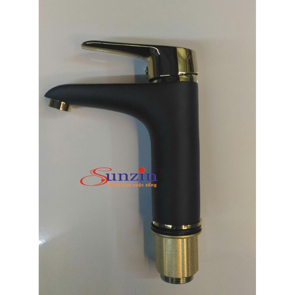 Vòi lavabo nóng lạnh Sunzin - Thân đồng, sơn tĩnh điện (Đen vàng)