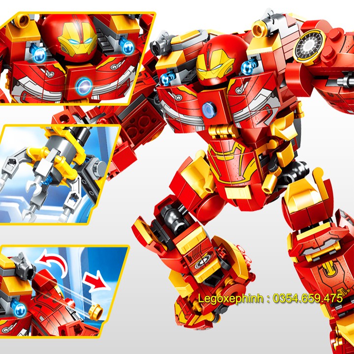 Lego Xếp Hình Ninjago Iron Man ( Người Sắt ) 2018. Gồm 568 chi tiết. Lego Ninjago Lắp Ráp Đồ Chơi Cho Bé.