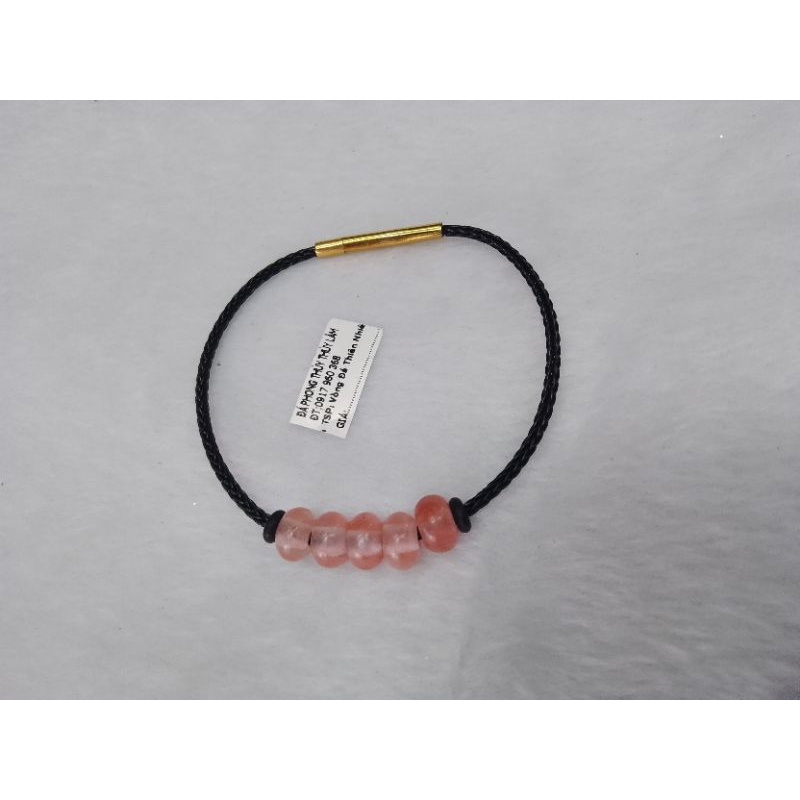 Vòng tay nam nữ đồng điếu ngũ phúc đá TA hồng may mắn tài lộc