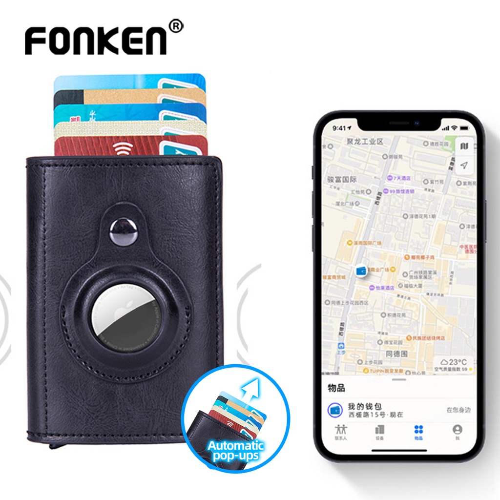 Ốp Bảo Vệ Hộp Đựng Fonken Tai Nghe Airpods Bằng Da PU Chống Thất Lạc Có Kẹp Đa Năng Tiện Dụng
