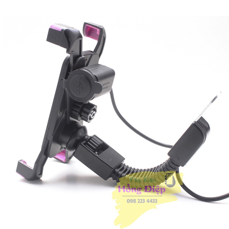 Kẹp Điện Thoại Chân Gương Xe Máy Có Cổng Sạc Tiện Dụng | BigBuy360 - bigbuy360.vn
