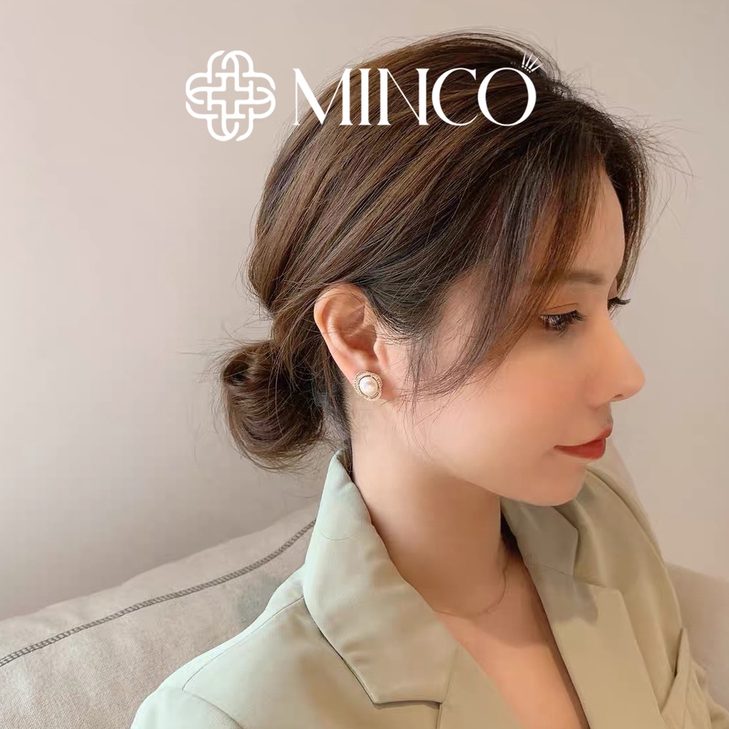 Bông tai nữ ngọc trai nhân tạo đính đá Minco Accessories phụ kiện hoa tai thời trang nữ đẹp BT315