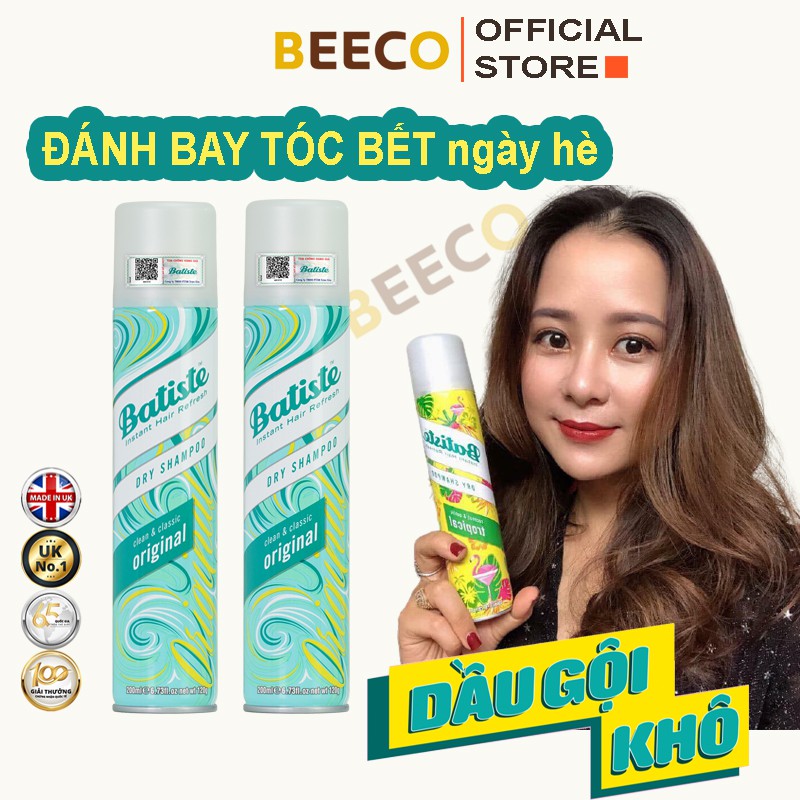 Dầu Gội Khô Batiste Mùi Original BEST SELLER 200ml Dầu Gội Đầu Hết Ngứa, Hết Bết Dính Tóc Thơm Mượt Bồng Bềnh Tức Thì