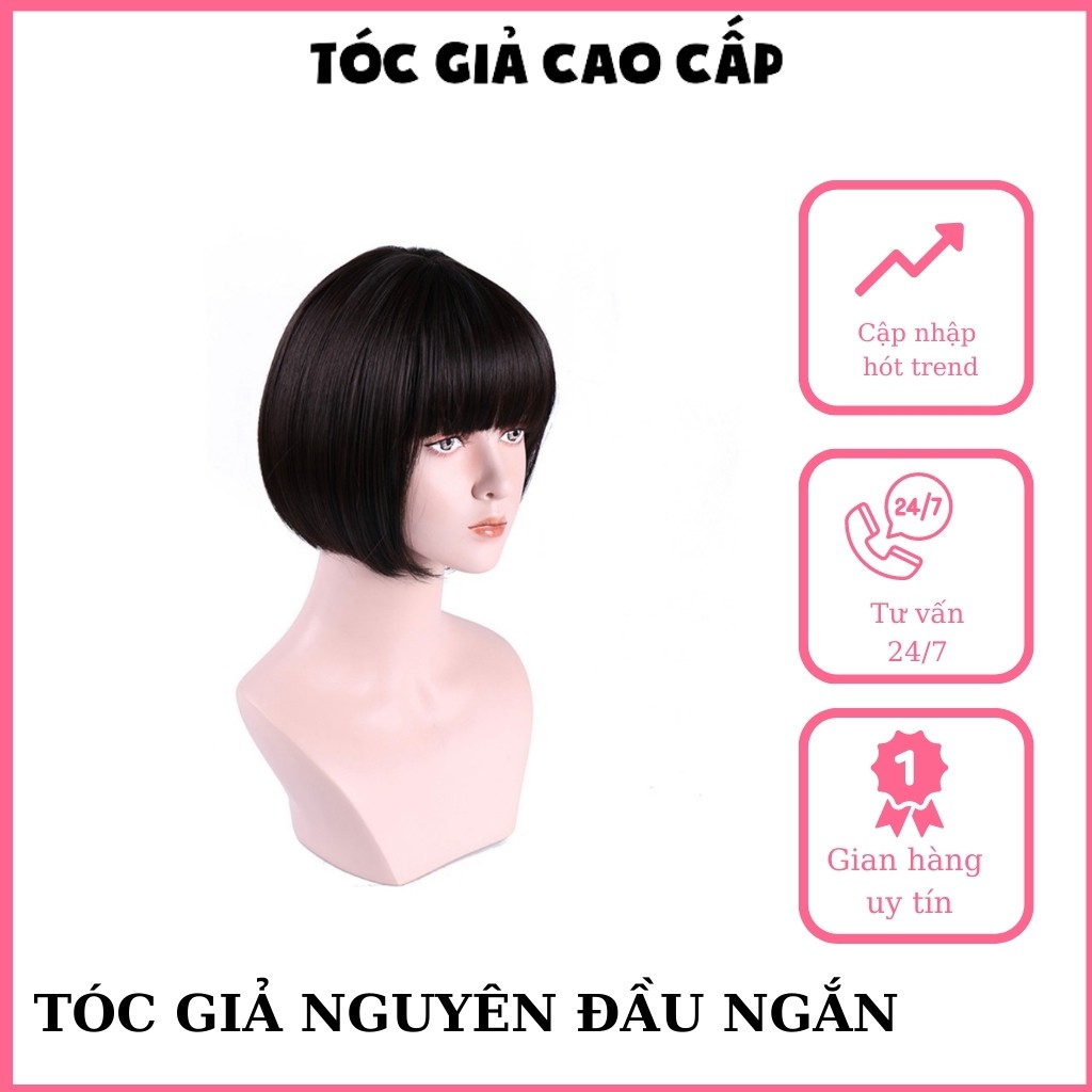 Tóc giả nguyên đầu nữ đẹp ngắn FREESHIP tặng lưới trùm tóc - mã CC60