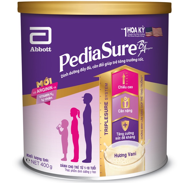 Sữa bột pediasure BA số 1 hoa kỳ dành cho trẻ biếng ăn chậm lớn từ 1-10 tuổi mẫu mới