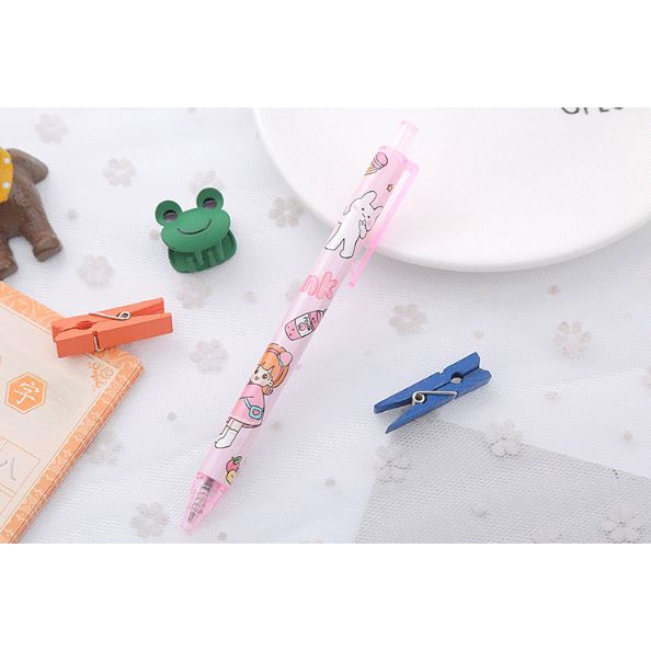 Bút Gel Bấm Bé Gái Mực Đen 0,5mm Dễ Thương H198