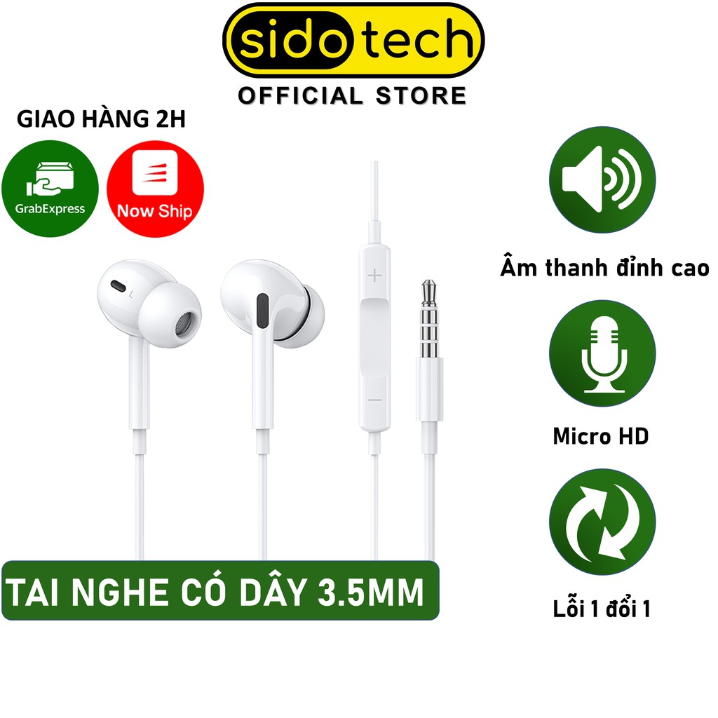 Tai nghe nhét tai SIDOTECH P5 siêu bass cách âm có mic chống ồn chuyên nghe nhạc EDM Remix chơi gaming esport jack 3.5mm