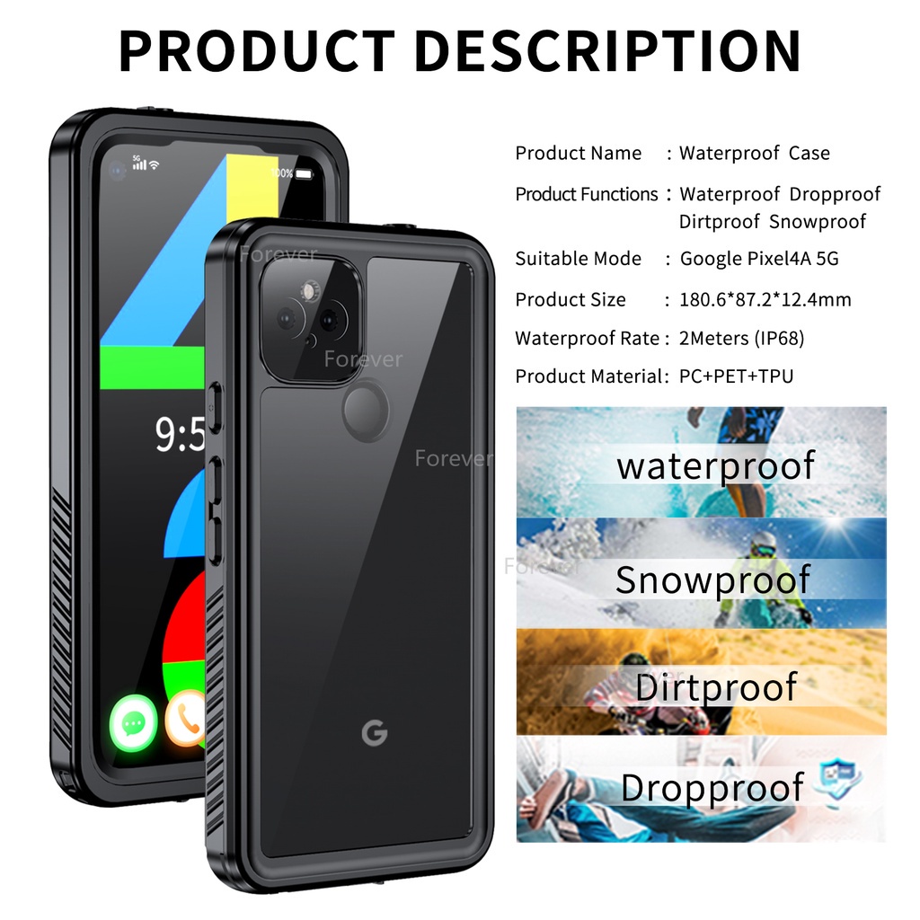 [Free Shipping] IP68 Waterproof Case For Google Pixel 4a 5G Case Water Proof Diving Out Sport 360 Protect Seal Case