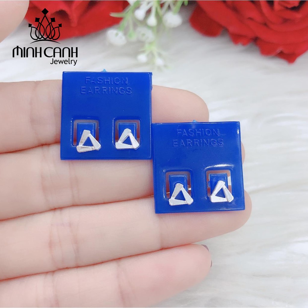 Hoa Tai Bạc Hình Tam Giác Ghép - Minh Canh Jewelry