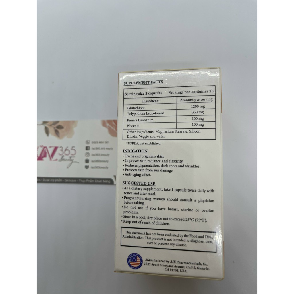 Viên Uống Trắng Da Triple White | Glutathion 1200mg ( Hộp 50 viên ) - Dskincare365 | Thế Giới Skin Care