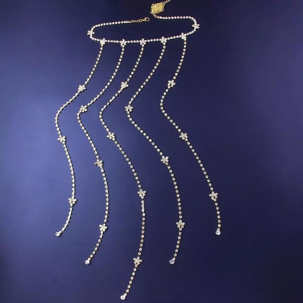 Chuỗi dây trang trí tóc đính đá phong cách phương Tây